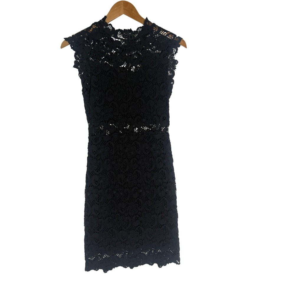 Nightcap Clothing Dixi Cutout Dress Charcoal Black Lace High Neck Size 1 NWT